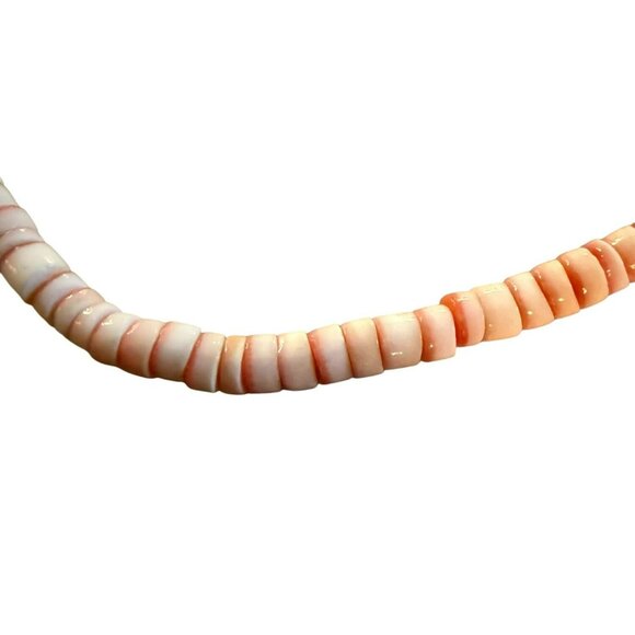 Vintage Handmade 1970s Heishi Puka Shell Beach Surfer Necklace Natural Pink Whit - Picture 2 of 3